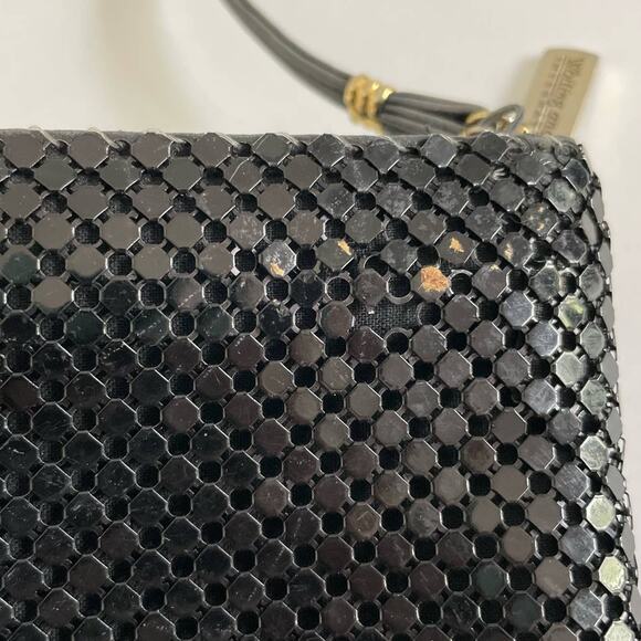 Whiting & Davis Vintage Black Mesh Evening Bag Crystal Faceted Chainmail Clutch - Picture 12 of 13
